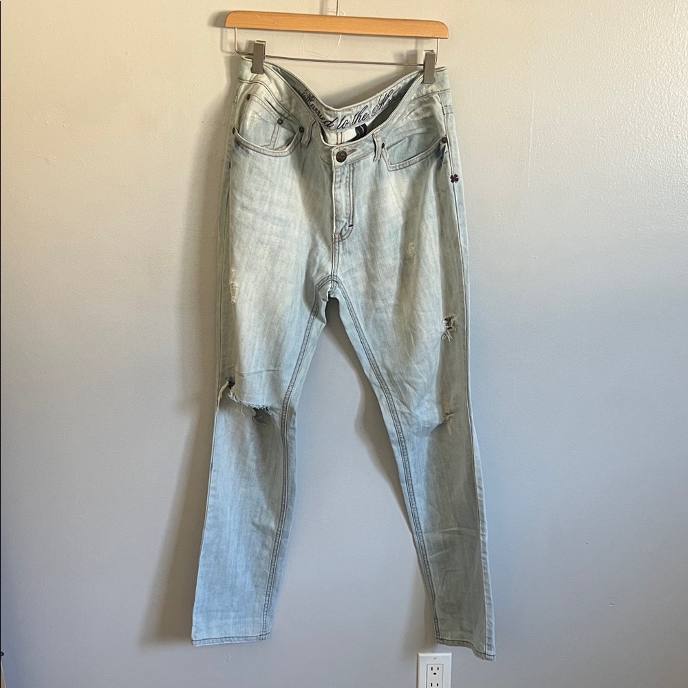 Light Blue Distressed Women Jeans - MTTM